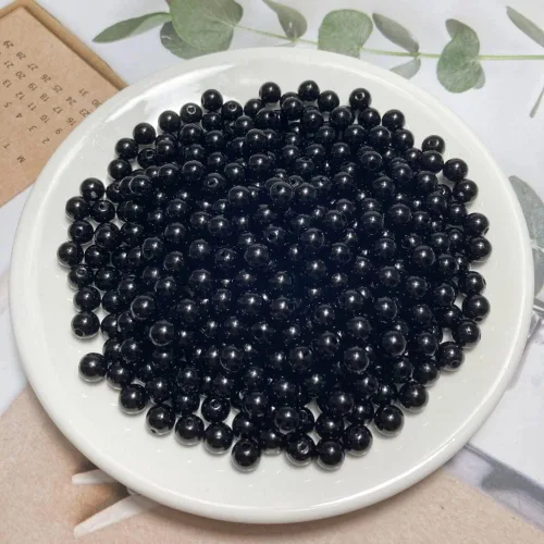 Miniatura 2 de 400 piezas de cuentas de perlas de 8 mm Cuentas de perlas negras redondas con agujeros para manualidades de costura, decoración, pulseras, collares