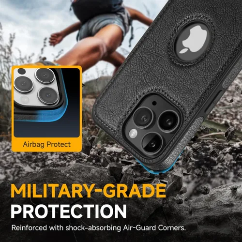 Miniatura 6 de Funda protectora de cuero de lujo con diseño único para iPhone 11 Pro Max, antideslizante, resistente a los arañazos, ultra delgada, funda Negro