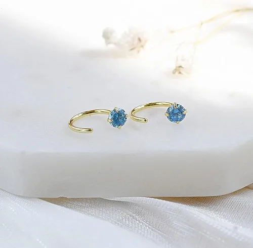 Miniatura 34 de Aretes pequeños de plata de ley 925 para mujer