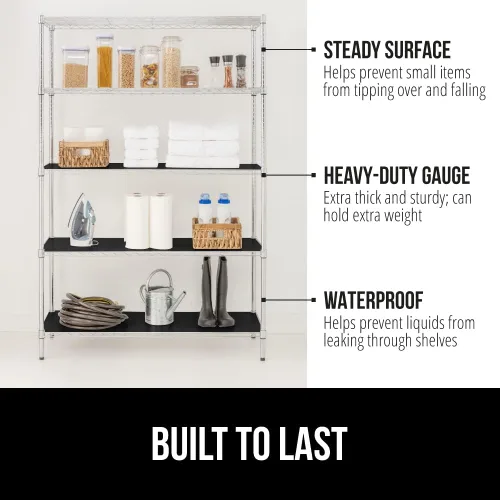 Miniatura 2 de GORILLA GRIP ShelfGuard - Revestimientos para estante de alambre compatibles con la unidad de estanterías Amazon Basics, juego de 5 revestimientos
