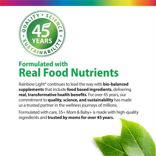 Miniatura 6 de Rainbow Light 35+ Mom & Baby + Multivitamínico 60 cápsulas Nutrición prenatal y posnatal Nutrientes alimentarios reales, superalimentos
