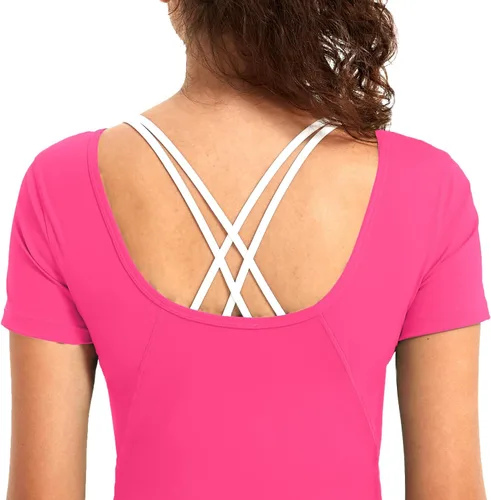 Miniatura 3 de Husnainna Camisas de yoga para mujer, camisas de entrenamiento de manga corta, camiseta de compresión atlética con cuello en V