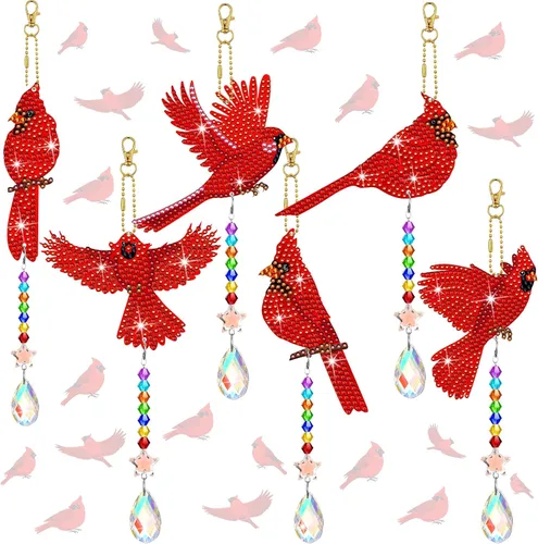 Miniatura 10 de Tradder Juego de 6 piezas de pintura de diamante para colibrí, campanillas de viento, pájaros, kits de arte para adultos, vacaciones, escuela