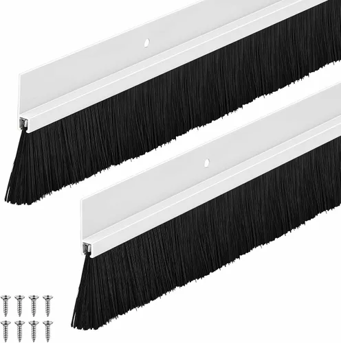 Miniatura 15 de Frienda Juego de 4 cepillos para puerta, cepillo de barrido inferior, burlete de aluminio para puerta con tornillos para huecos de hasta 1 pulgada