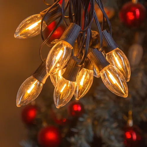 Miniatura 4 de Paquete de 25 bombillas LED C9 de Navidad, bombilla LED C9 de repuesto para cadena de luces de Navidad, base intermedia E17, 2200 K blanco cálido