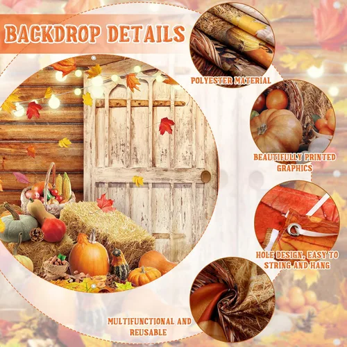 Miniatura 3 de Preboun Cartel de otoño para puerta de garaje de 6 x 13 pies, telón de fondo de Acción de Gracias, cubierta de puerta colgante de otoño, decoración