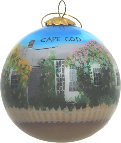 Miniatura 11 de Adorno pintado a mano de Cape Cod Beach & Bird – Decoración de árbol de Navidad colgante de vidrio soplado que muestra escenas costeras de Cape Cod