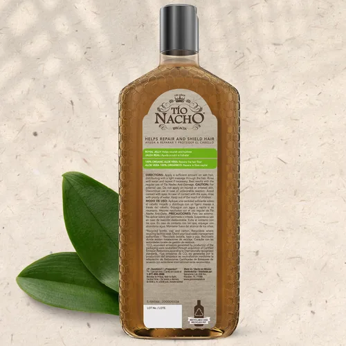 Miniatura 9 de Champú Tío Nacho Aloe Vera con jalea real y queratina, champú sin sulfato para cabello seco y dañado, tratamiento capilar de puntas abiertas para un