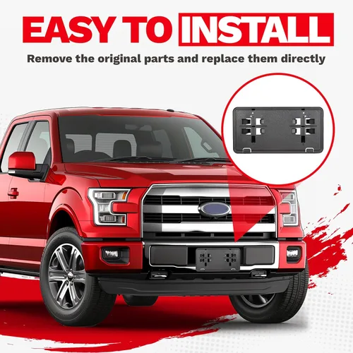 Miniatura 7 de ECOTRIC Soporte para placa de licencia delantera compatible con Ford F-150 F150 2015-2017 Reemplazo para FL3Z-17A385-B FO1068166 FO1068165