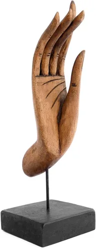Estatua pintada de madera tallada a mano de Buda Mudra Feng Shui de Chiang Mai, Tailandia, 3 x 10.5 pulgadas