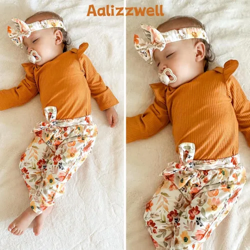 Miniatura 49 de Aalizzwell Conjunto de mameluco acanalado para bebé recién nacido prematuro para otoño e invierno