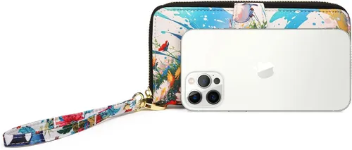 Miniatura 210 de Cartera de mano para mujer, estilo bohemio, con RFID, elegante, espaciosa con correa para viajes, capacidad para tarjetas, teléfono, dinero