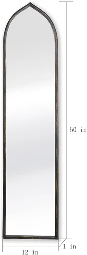 Miniatura 6 de Espejo largo negro arqueado, espejo alto colgante decorativo, espejo largo y delgado, espejo de baño estrecho para pasillo, 12 x 50 pulgadas