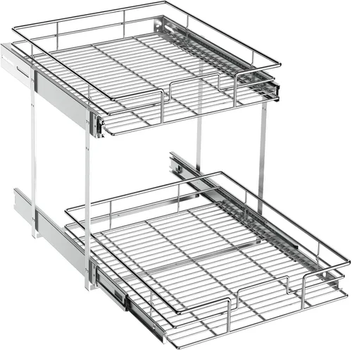 Miniatura 14 de ROOMTEC Organizador de armario extraíble (7.5 pulgadas de ancho x 21.5 pulgadas de profundidad), 2 niveles de almacenamiento extraíble, estantes