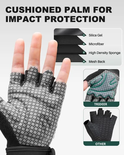Miniatura 8 de Trideer Guantes de levantamiento de pesas para mujeres y hombres con soporte de muñeca, guantes de entrenamiento para mujer, protección completa
