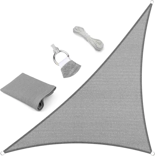 Eden's Decor Toldo tipo vela triangular para exteriores, para jardín, patio, piscina, patio trasero, entrada (gris, 5 x 5 x 7 pies)
