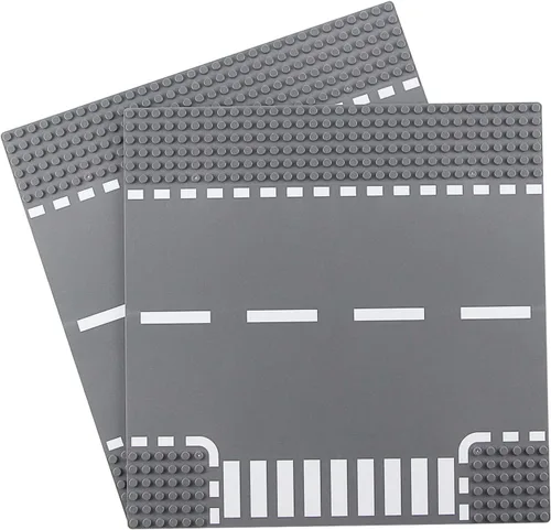 Miniatura 9 de Classic Crossroad - Juego de 2 placas base de carretera City Street, 9.8 x 9.8 in, para ladrillos de construcción, compatible con todas