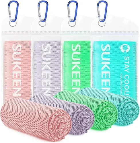 Miniatura 12 de Sukeen Paquete de 10 toallas refrescantes (40 x 12 pulgadas) para sudor, envolturas refrescantes para el cuello, toallas de hielo suaves y Rosa
