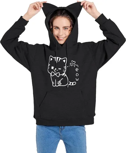 Miniatura 2 de Sudaderas con capucha de gato para mujeres, adolescentes y niñas