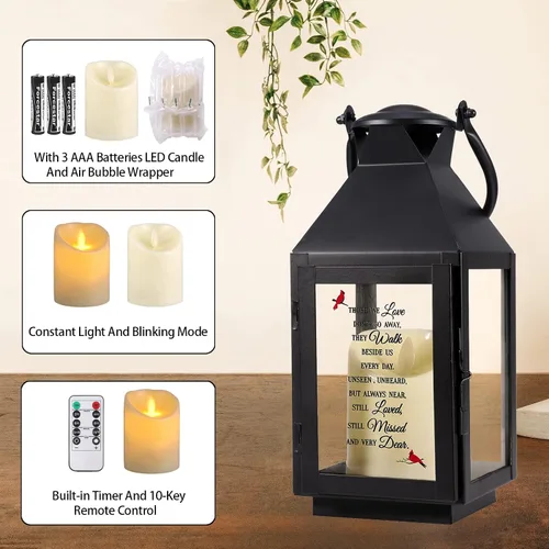 Miniatura 5 de Linterna conmemorativa con vela LED parpadeante y temporizador remoto, regalo de condolencias y duelo, recuerdo conmemorativo impreso UV