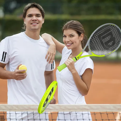 Miniatura 7 de Raqueta de tenis para adultos de 27 pulgadas, raqueta de tenis de fibra de carbono a prueba de golpes, ligera, pre-cordada y con empuñadura