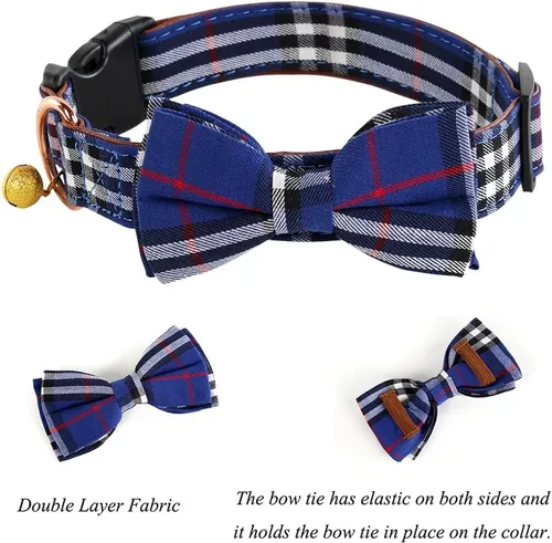 Yizepet Collar de perro con moño - Collar ajustable para mascotas con hebilla de plástico, patrón elegante para perros pequeños, medianos o grandes
