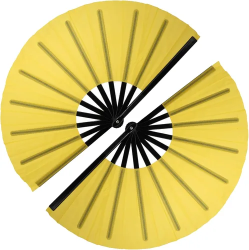 Miniatura 8 de QIRMIZI Abanico grande plegable para rave – Abanicos de tela de nailon, abanicos retro vintage para kung fu, tai chi, danza, festivales de música