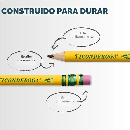 Miniatura 5 de Ticonderoga Mis primeros lápices cortos triangulares con estuche de madera, #2 HB suave, con borradores, amarillos, 4