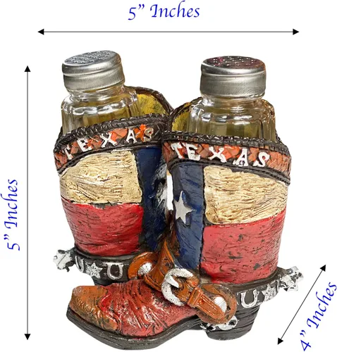 Miniatura 2 de Urbalabs - Botas de cerámica con bandera de Texas, salero y pimentero occidental, carrito, granja, mesa de comedor, cocina, decoración de encimera