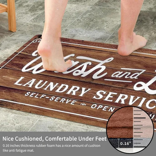 Miniatura 3 de KOZYFLY Alfombra de pasillo para lavandería 20"x31" antideslizante, alfombra de cocina lavable, alfombra de lavandería impermeable, alfombra de piso