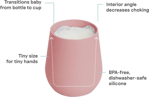 Miniatura 2 de ezpz Tiny Cup (Blush/Mauve) – 4 meses + – Taza de entrenamiento 100% silicona para bebés – Diseñada por un especialista en alimentación pediátrica