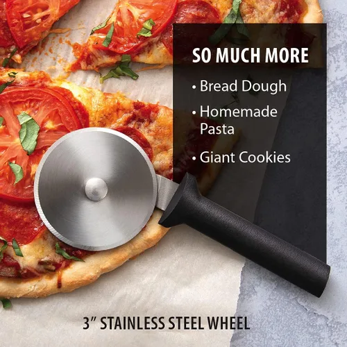 Miniatura 4 de Rada Cortador de pizza de cubiertos (W221), rueda de acero inoxidable de 3", mango negro