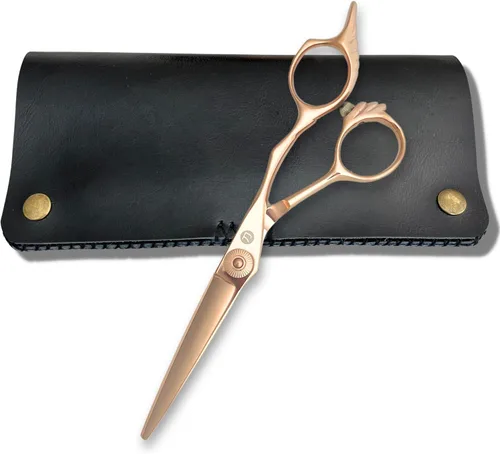 Tijeras de corte de cabello doradas para peluquería profesional, tijeras de cabello doradas de 6 pulgadas, acero japonés 440C, borde de corte súper