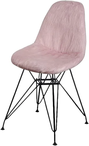 GIA Juego de 1 funda de piel sintética con patas de metal contemporáneas sin brazos y funda extraíble para silla, color rosa champán