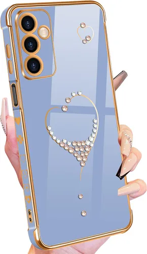 Petitian Funda para Samsung Galaxy A14 5G, bonita funda de corazón con purpurina para Galaxy A14 5G, cubierta chapada en oro femenino para Samsung