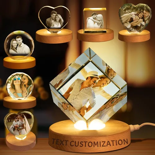 Miniatura 8 de Regalo de foto de cristal 3D personalizada – Imagen personalizada para día del padre, cumpleaños, aniversario – Recuerdo para papá, parejas