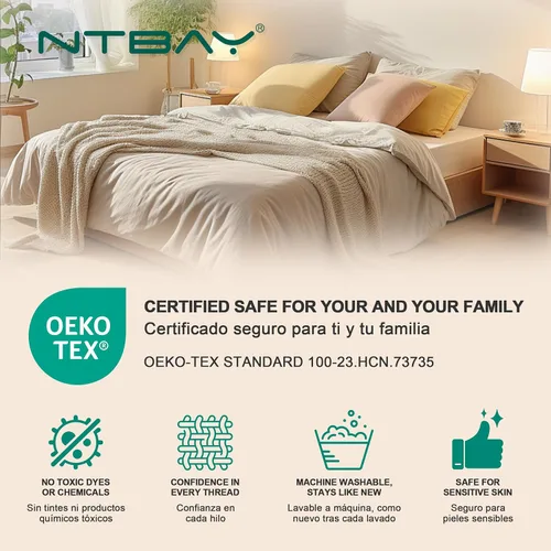 Miniatura 8 de NTBAY Manta de punto de cable de 100 % algodón puro, súper suave y cálida de 51 x 67 pulgadas, manta de punto para sofá, sillón, cama, extra Amarillo