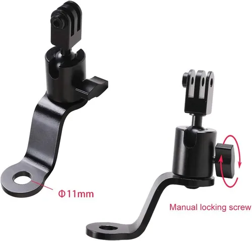 Miniatura 4 de Soporte de aluminio para espejo retrovisor de motocicleta compatible con GoPro Hero 13/12/11/10/9/8/7/6 (2018)/5 negro APEMAN AKASO TENKER Campark