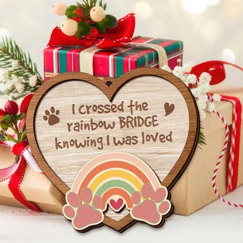 Miniatura 6 de TEEZWONDER Adorno de Navidad conmemorativo para mascotas, adornos de Navidad de madera 2025, regalos conmemorativos para perros por pérdida