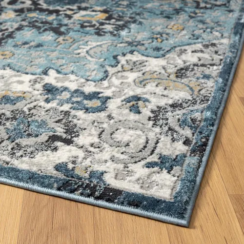 Miniatura 9 de LUXE WEAVERS Alfombra marroquí de medallón azul de 5 x 7 para salas de estar