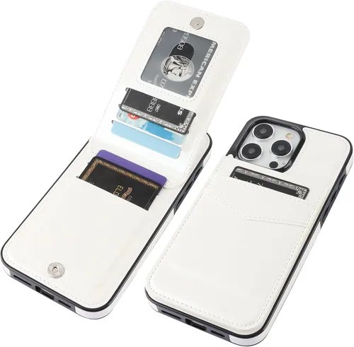 Miniatura 27 de KIHUWEY Compatible con iPhone 15 Pro Max Funda Cartera con soporte para tarjeta de crédito, con tapa de cuero premium, cierre magnético, función