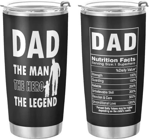 JUDIAN Regalos para papá, vaso para el día del padre y cumpleaños, taza de café de viaje de 20 onzas de hija o hijo