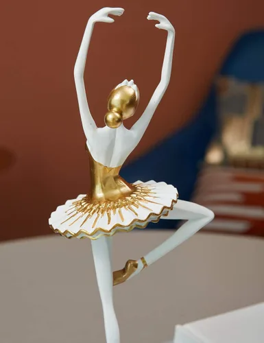Miniatura 6 de HAUCOZE Estatua de bailarina de bailarina, escultura de yoga, decoración moderna del hogar, regalo para sala de estar, oficina, poliresina, 12