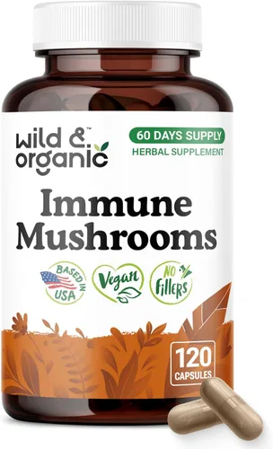 Miniatura 9 de Wild & Organic Cápsulas de complejo de hongos inmunes – 8 suplementos de mezcla de hongos para apoyo inmunológico con cola de pavo, chaga, polvo
