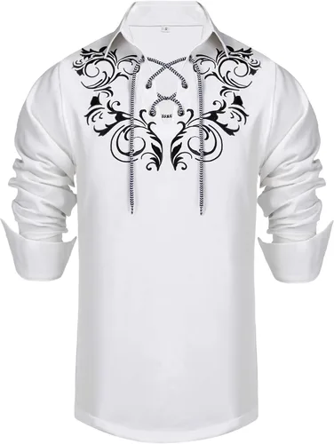 Miniatura 2 de Daupanzees Camisa de manga larga para hombre, estilo casual de jacobita escocés