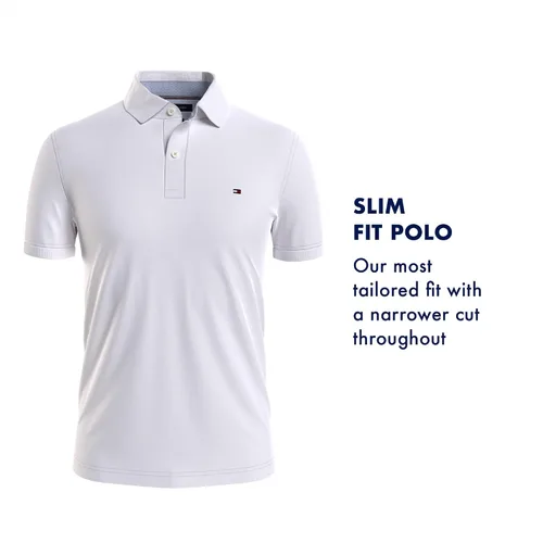 Miniatura 3 de Tommy Hilfiger Polo de piqué elástico de manga corta para hombre en corte ajustado, Cobalto