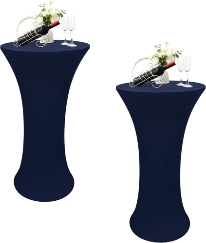 Miniatura 9 de Cubierta de Mesa de Cóctel Redonda Ajustada de 24x43 Pulgadas Mantel de Mesa de Cóctel de Elastano Negro Mantel Ajustado Highboy Manteles de Mesa
