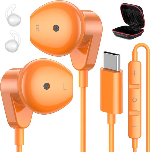Miniatura 10 de Auriculares USB C para iPad Pro iPhone Air 17 16 15 Pro Max HiFi Stereo USB-C Auriculares con cable Micrófono Control de Volumen Tipo C Auriculares
