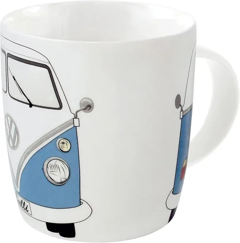 BRISA VW Collection - Taza grande de cerámica para café, té y capuchino, diseño de autobús T1 (12.5 fl oz/12.5 fl oz/frente de autobús) (azul)