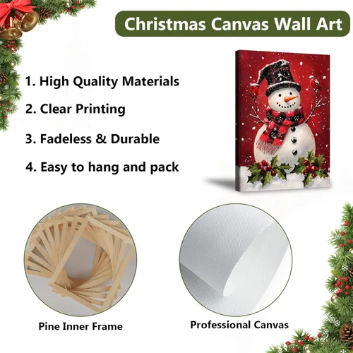 Miniatura 5 de Pennimor Lienzo decorativo para pared de Navidad, juego de 3 marcos de 12 x 16 pulgadas, decoración navideña a cuadros rojos y negros, póster